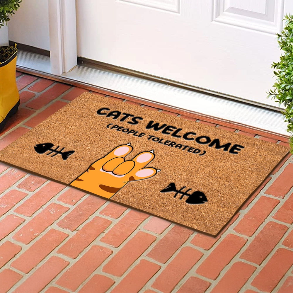 Funny Cat Paw Welcome Mat - 100% Organic Personalized Doormat