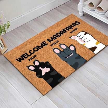 Funny Cat Paw Welcome Mat - 100% Organic Personalized Doormat