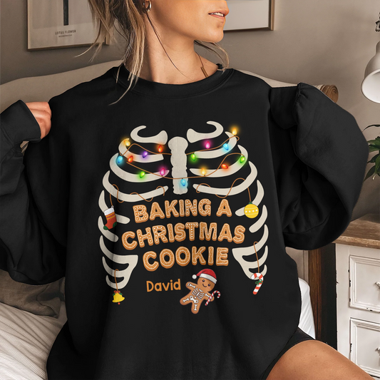 Personalized Christmas Sweater Shirt - Baking a Christmas Cookie - Funny Holiday Shirt With Name