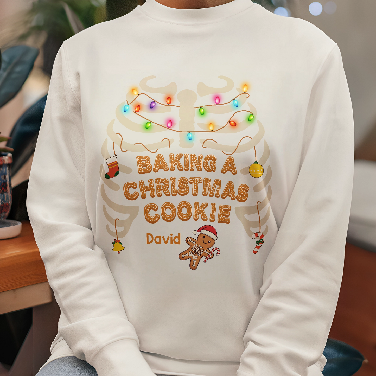 Personalized Christmas Sweater Shirt - Baking a Christmas Cookie - Funny Holiday Shirt With Name