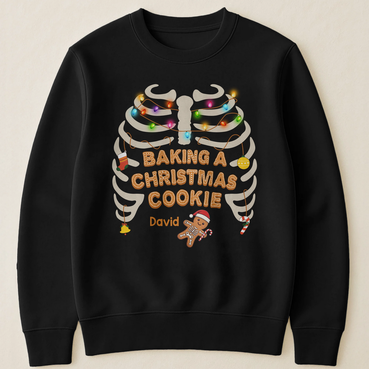 Personalized Christmas Sweater Shirt - Baking a Christmas Cookie - Funny Holiday Shirt With Name