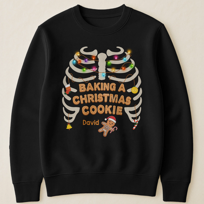 Personalized Christmas Sweater Shirt - Baking a Christmas Cookie - Funny Holiday Shirt With Name