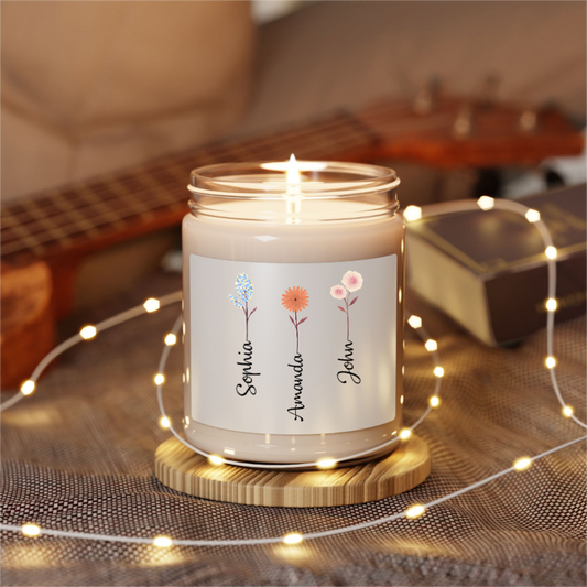 Personalized Flower Garden With Your Children's Names - 100% Organic, Eco-friendly, Vegan Scented Candle