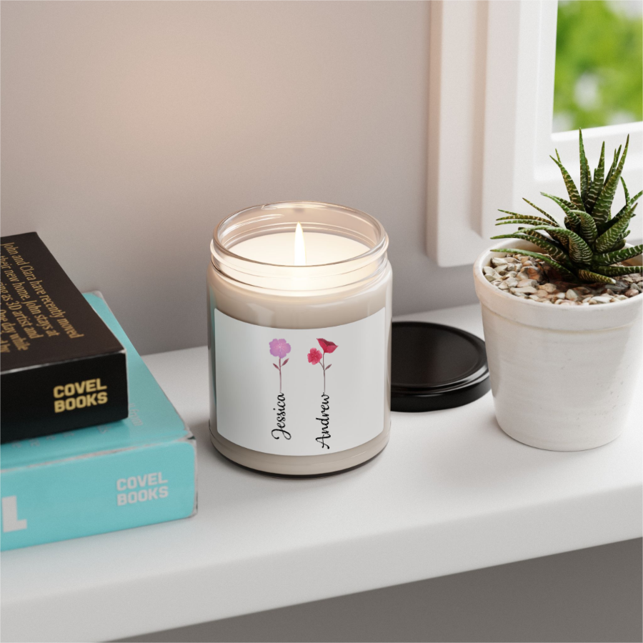 Personalized Flower Garden With Your Children's Names - 100% Organic, Eco-friendly, Vegan Scented Candle