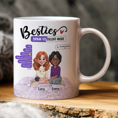 Spam vs Silent Mode Funny Friendship - Personalized Besties Mug-MK_Web1