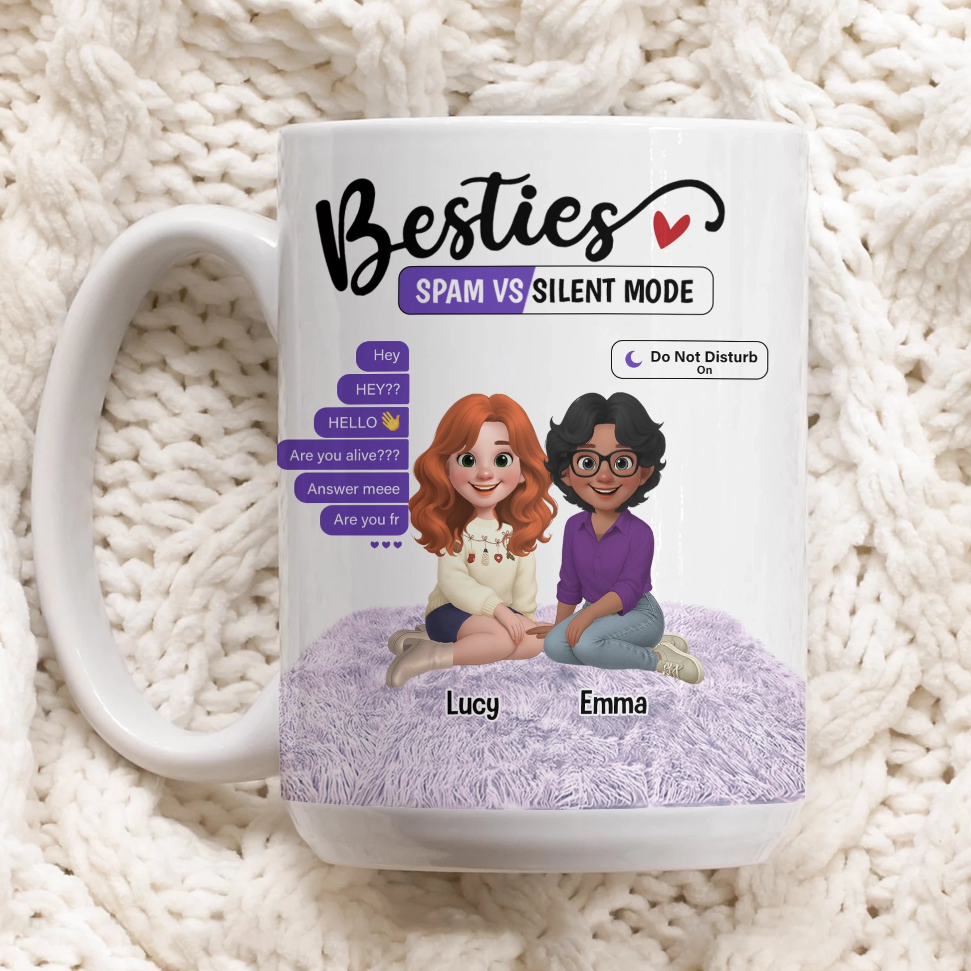 Spam vs Silent Mode Funny Friendship - Personalized Besties Mug-MK_Web5
