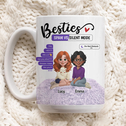 Spam vs Silent Mode Funny Friendship - Personalized Besties Mug-MK_Web5