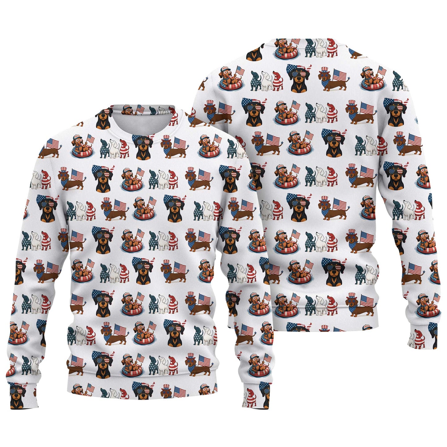 American Flag and Cute Dachshund Pattern Polo, Dachshund Shirt, Wiener Dog T Shirt
