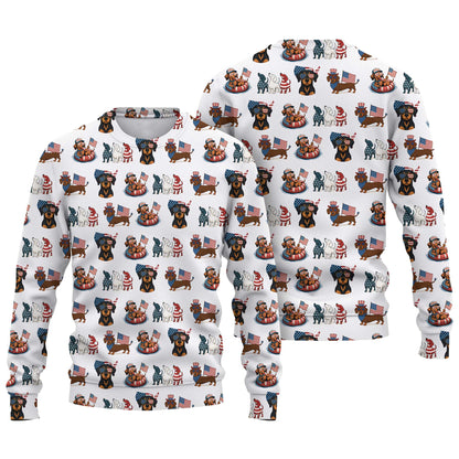 American Flag and Cute Dachshund Pattern Polo, Dachshund Shirt, Wiener Dog T Shirt