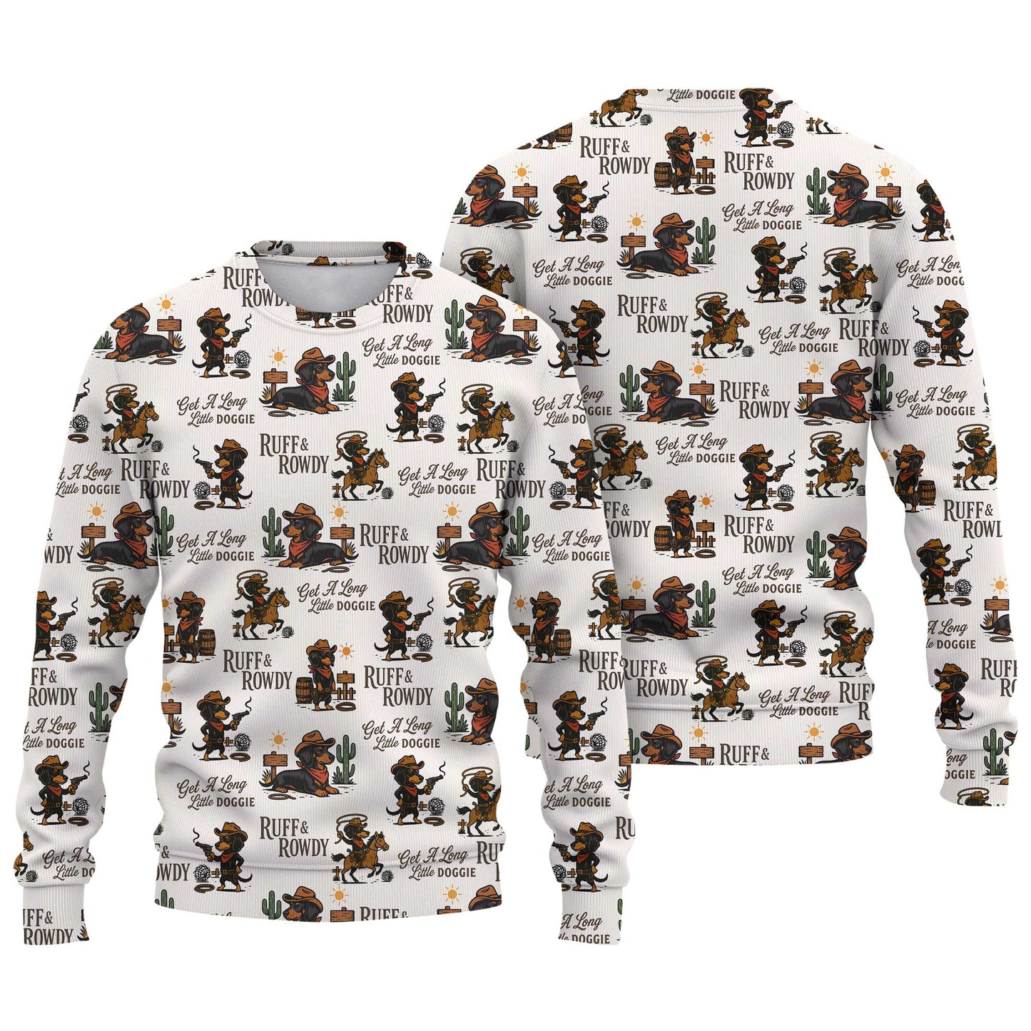 Get A Long Little Doggie Vintage Dachshund Shirt, Western Cowboy Dachshund Pattern Polo, Dachshund T Shirt, Wiener Dog T Shirt