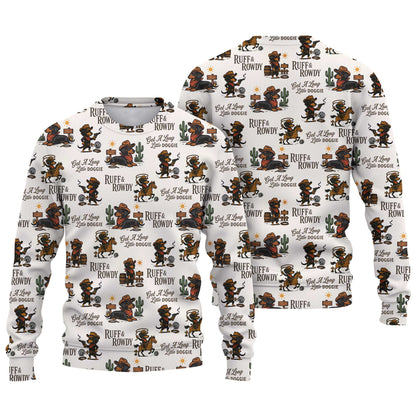 Get A Long Little Doggie Vintage Dachshund Shirt, Western Cowboy Dachshund Pattern Polo, Dachshund T Shirt, Wiener Dog T Shirt