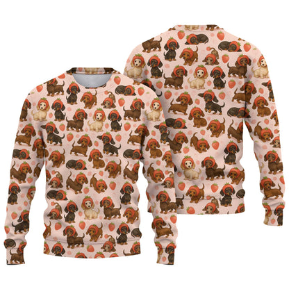 Funny Kawaii Strawberry Art With Cute Dachshund Shirt, Dachshund T Shirt, Wiener Dog T Shirt