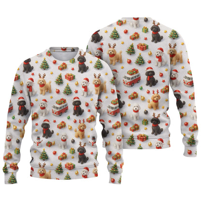 Cute Happy Poodle Pattern Polo For Christmas Season, Funny Poodle Shirt, Poodle T Shirt