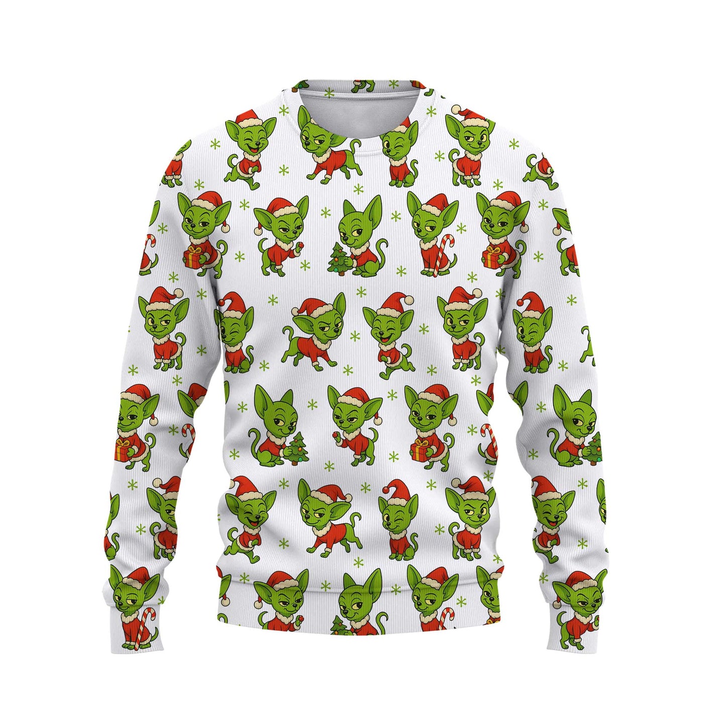 Funny Green Chihuahua Christmas Hoodie, Xmas Dog Pattern Shirt, Chihuahua Shirt For Dog Lovers