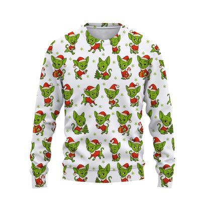 Funny Green Chihuahua Christmas Hoodie, Xmas Dog Pattern Shirt, Chihuahua Shirt For Dog Lovers