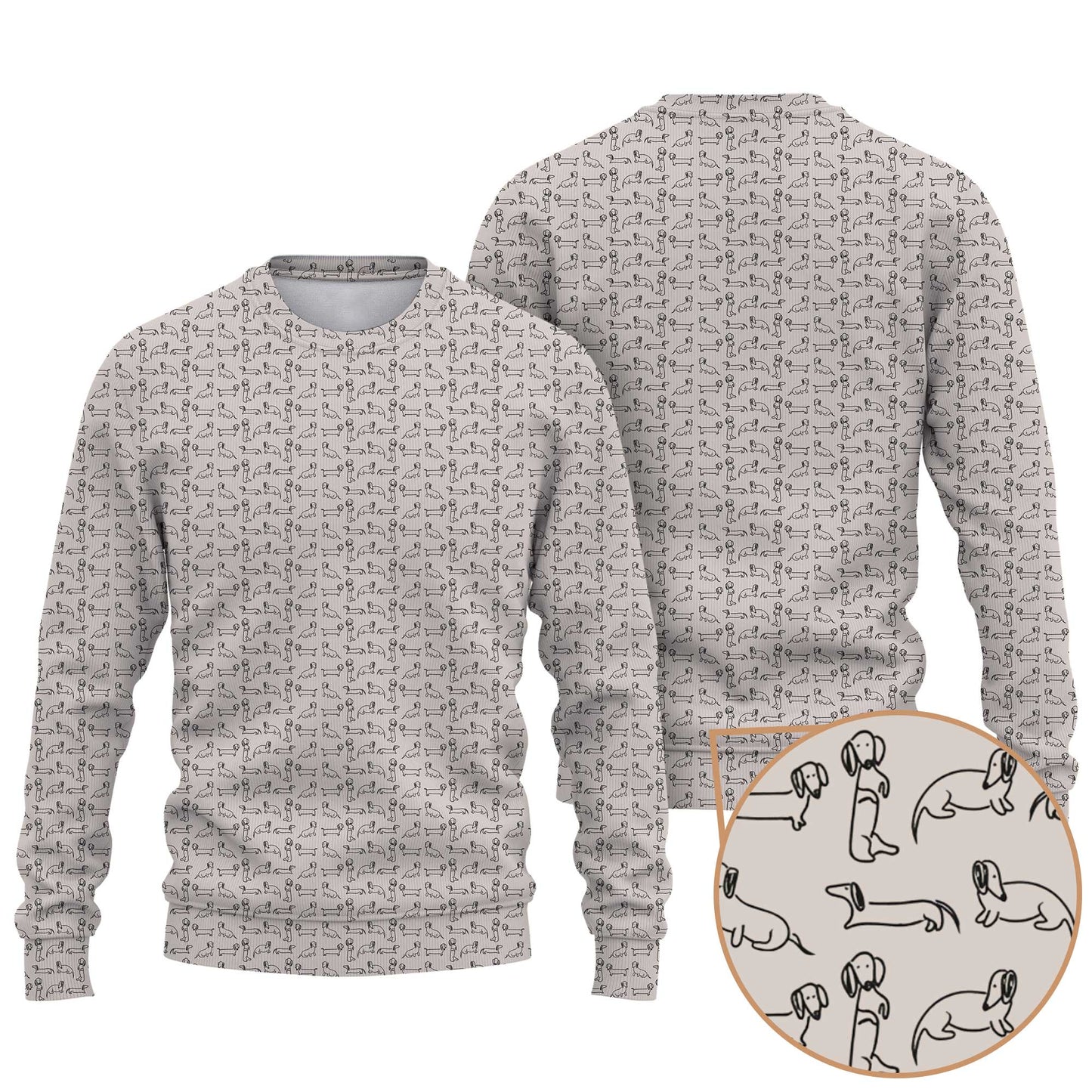 Dachshund T Shirt, Minimal Line Art Dachshund Pattern Polo, Wiener Dog T Shirt