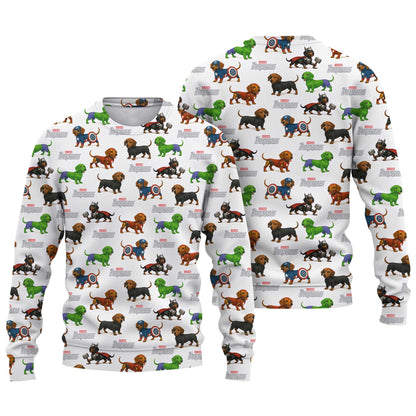 Super Hero Dachshund Pattern Polo, Wiener Dog T Shirt, Dachshund Sweatshirt