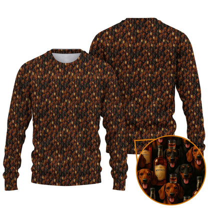 Whiskey Bottle Pattern Polo, Dachshund T Shirt, Funny Wiener Dog T Shirt