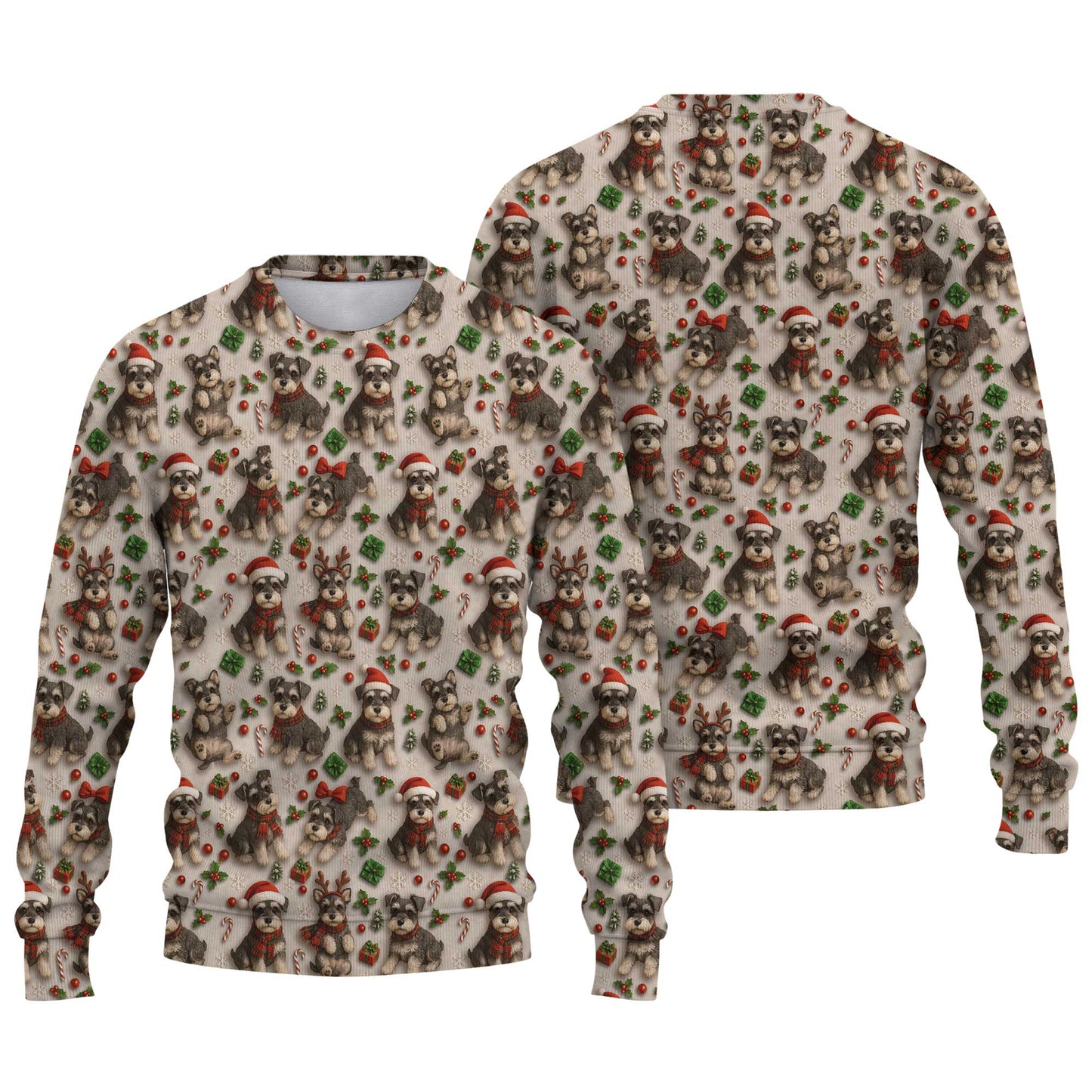 Santa Schnauzer Shirt Pattern Polo, Cute Schnauzer Christmas Shirt, Funny Holiday Schnauzer T-Shirt