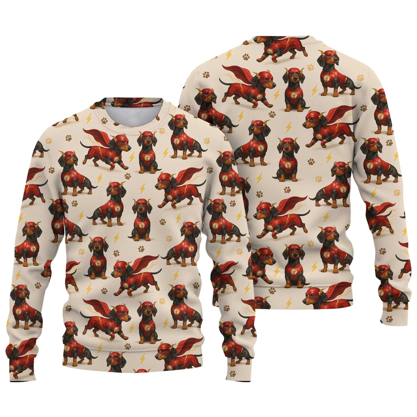 Superhero Red Cape Funny Flash Costume Pattern Polo, Cute Comic Style Top, Dachshund T Shirt, Wiener Dog T Shirt