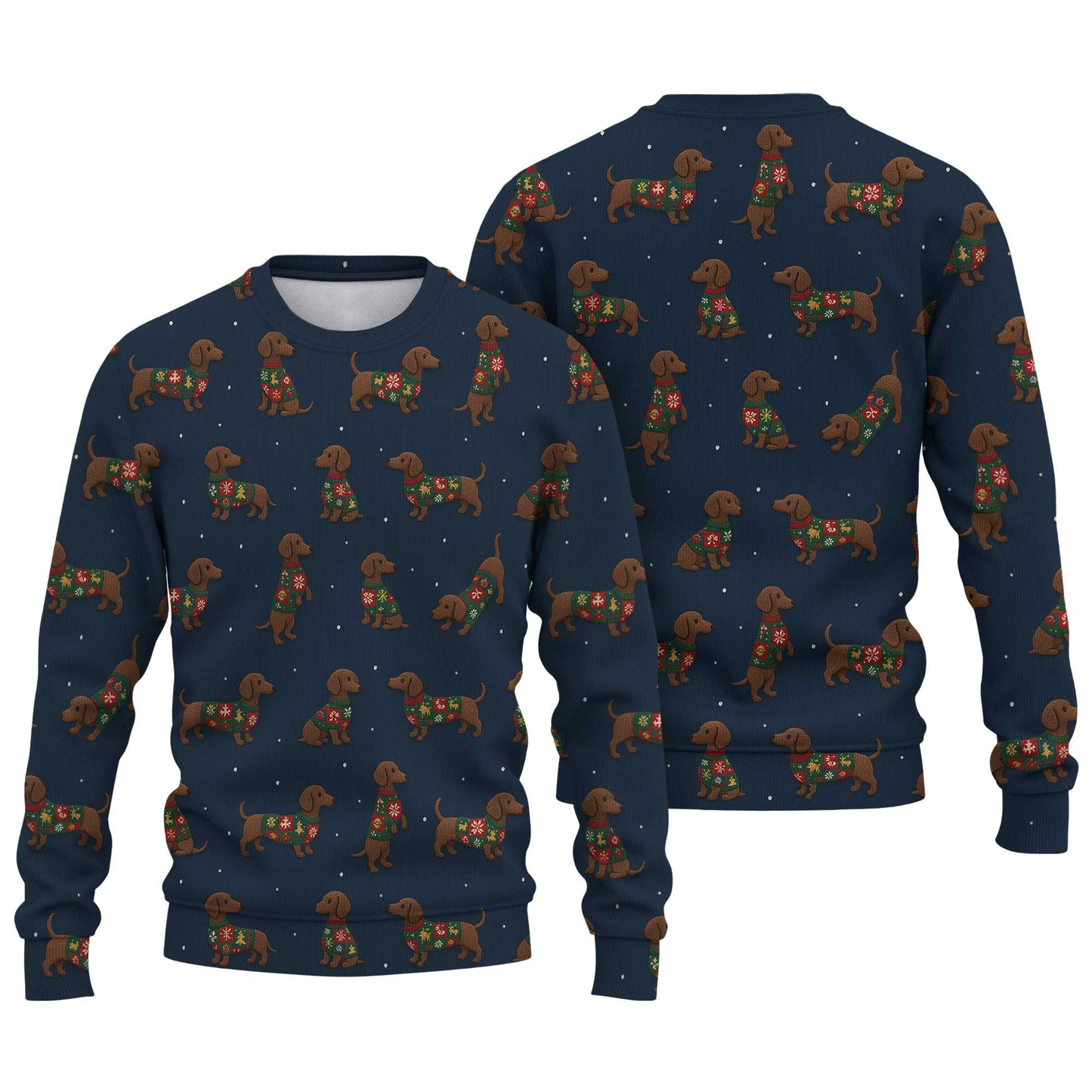 Snowflake Pattern Polos Christmas, Dachshund Christmas Shirt, Weiner Dog Shirts