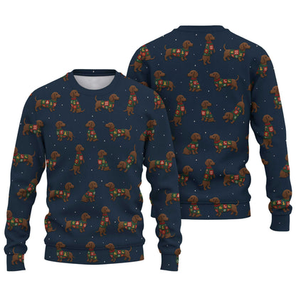 Snowflake Pattern Polos Christmas, Dachshund Christmas Shirt, Weiner Dog Shirts