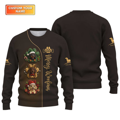 I Merry Woofmas Cute Dachshund Trio Hoodie, Dachshund Shirt, Wiener Dog T Shirt