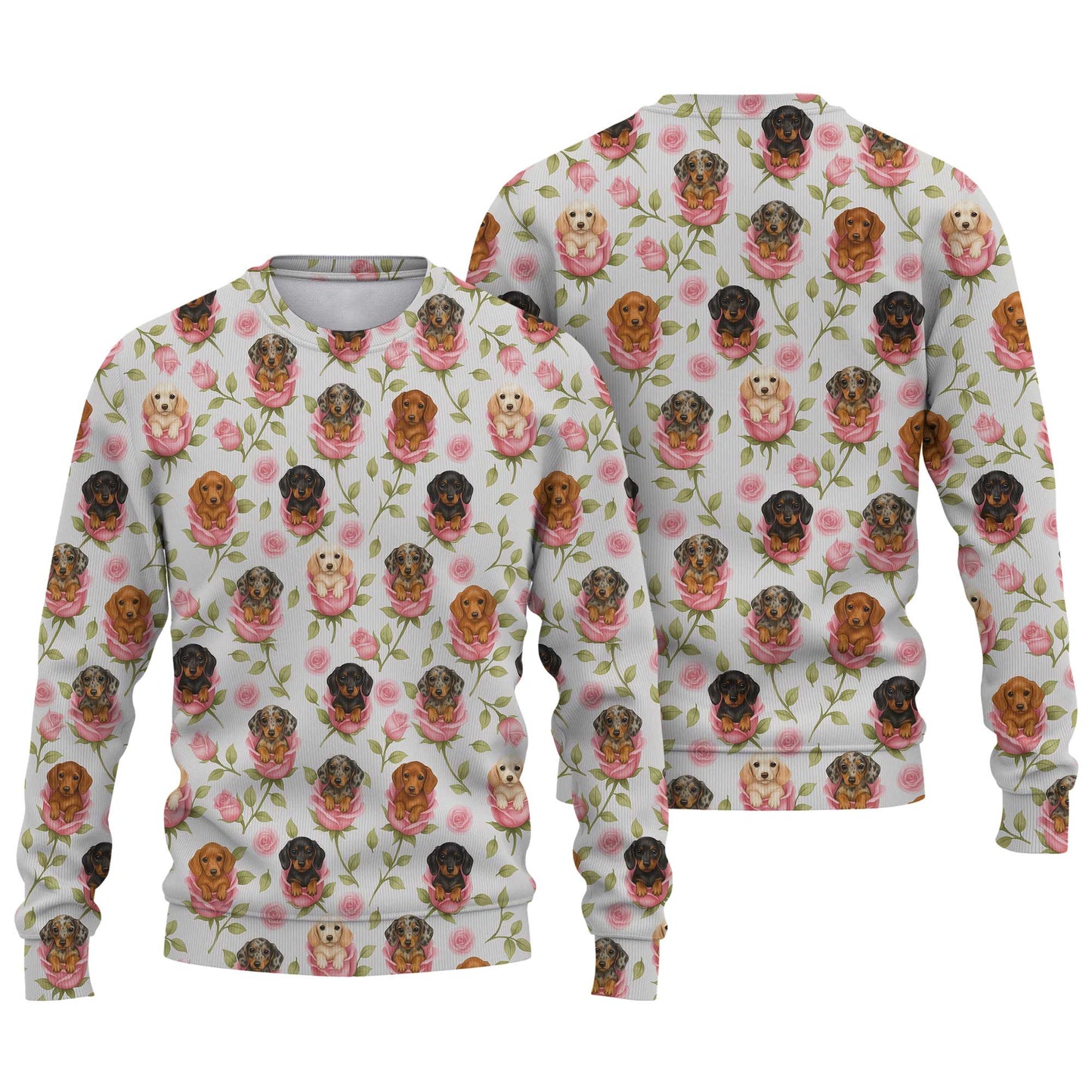 Wiener Dogs Tee Shirts, Dachshund T Shirt, Pink Rose Puppy Flower Shirt