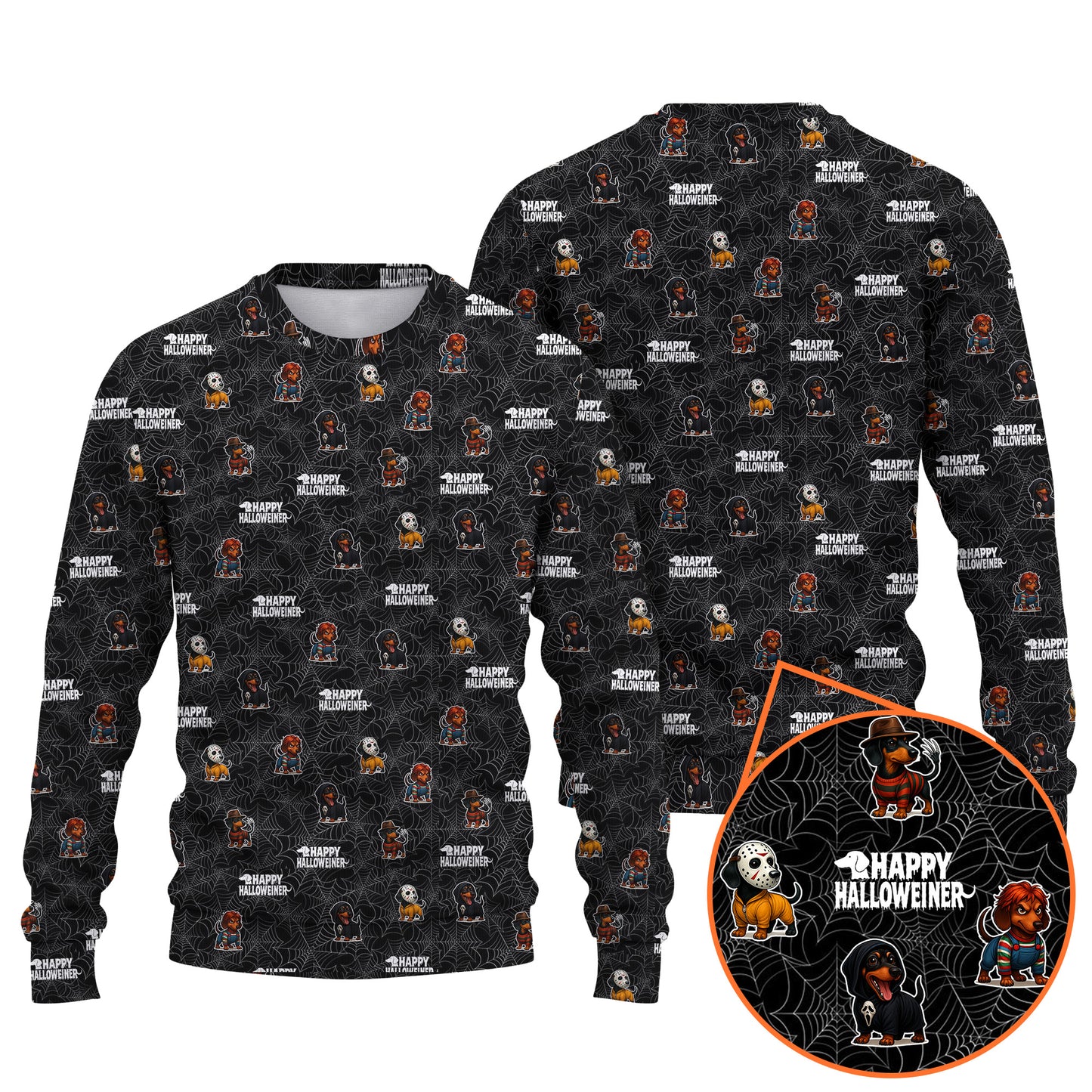 Dachshund Halloween Shirt, Funny Weiner Dog Shirts, Pattern Polos For Spooky Season