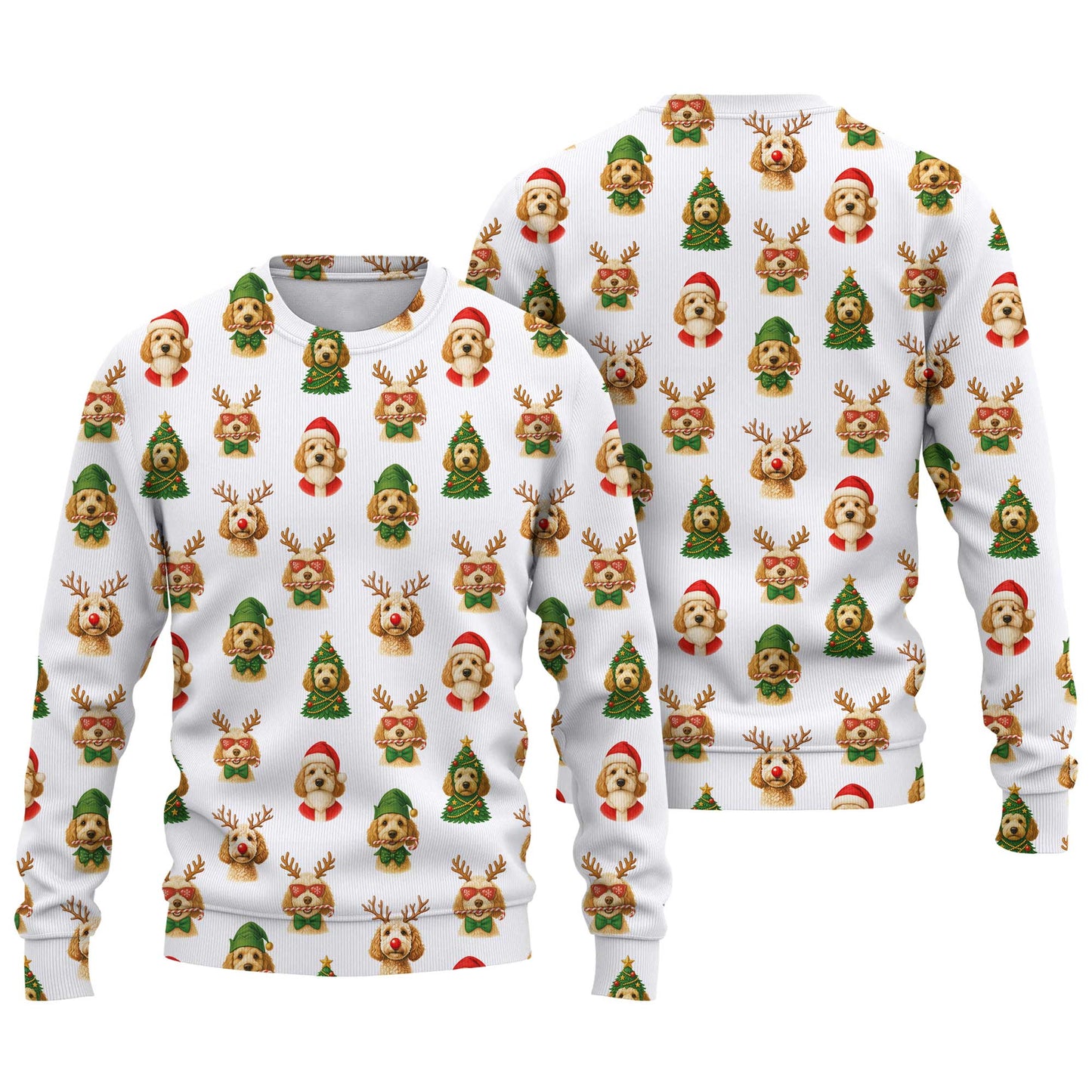 Cute Funny Puppy Santa Reindeer Pattern Polo, Dachshund T Shirt, Wiener Dog T Shirt