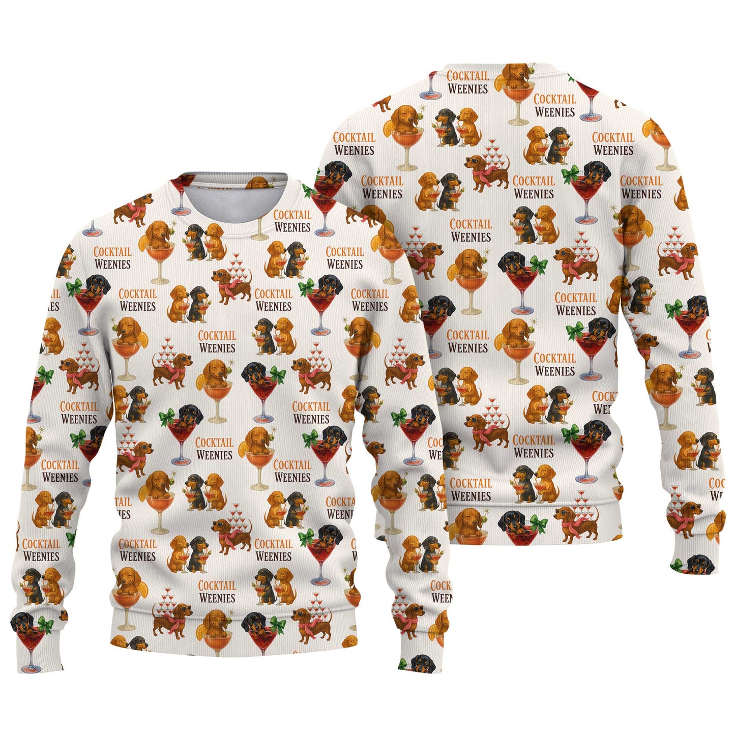 Funny Cocktail Weenies Pattern Polo, Dachshund Shirt, Wiener Dog T Shirt