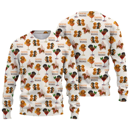 Funny Cocktail Weenies Pattern Polo, Dachshund Shirt, Wiener Dog T Shirt