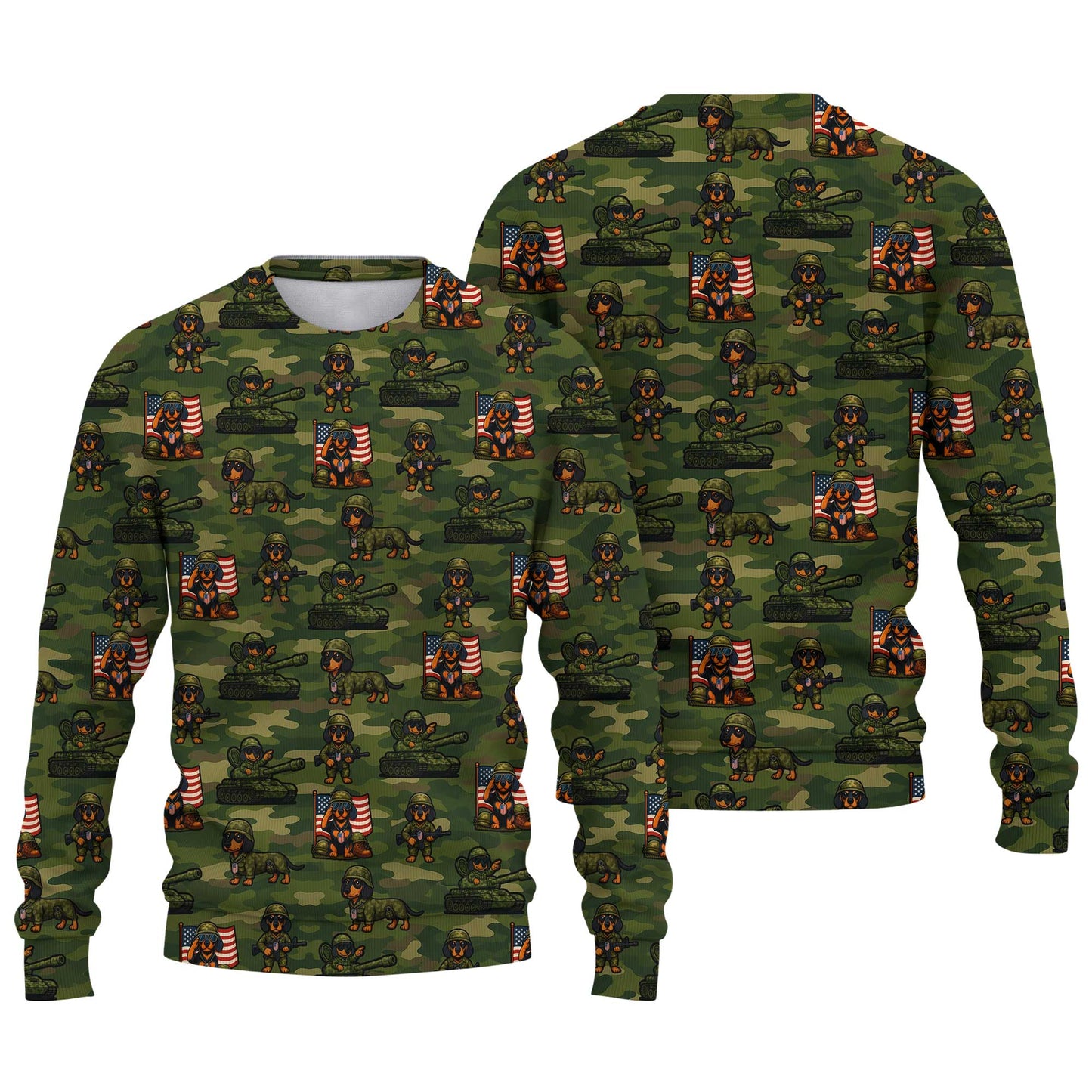 Military Camo Soldier Pattern Polo, Dachshund Shirt, Wiener Dog T Shirt