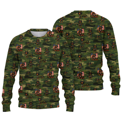 Military Camo Soldier Pattern Polo, Dachshund Shirt, Wiener Dog T Shirt