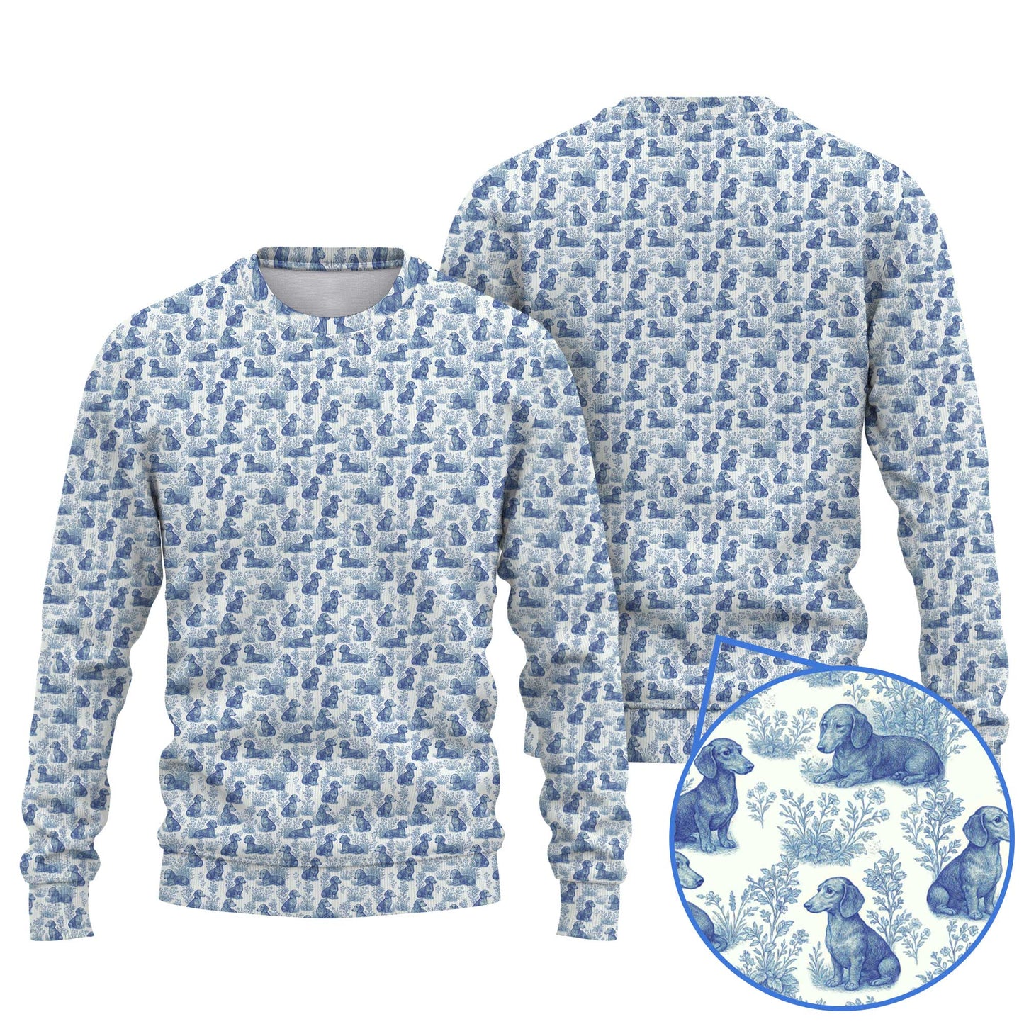 Blue Pattern Shirt - Dachshund Christmas Shirt, Weiner Dog Tee, Pattern Polos For Spooky Season