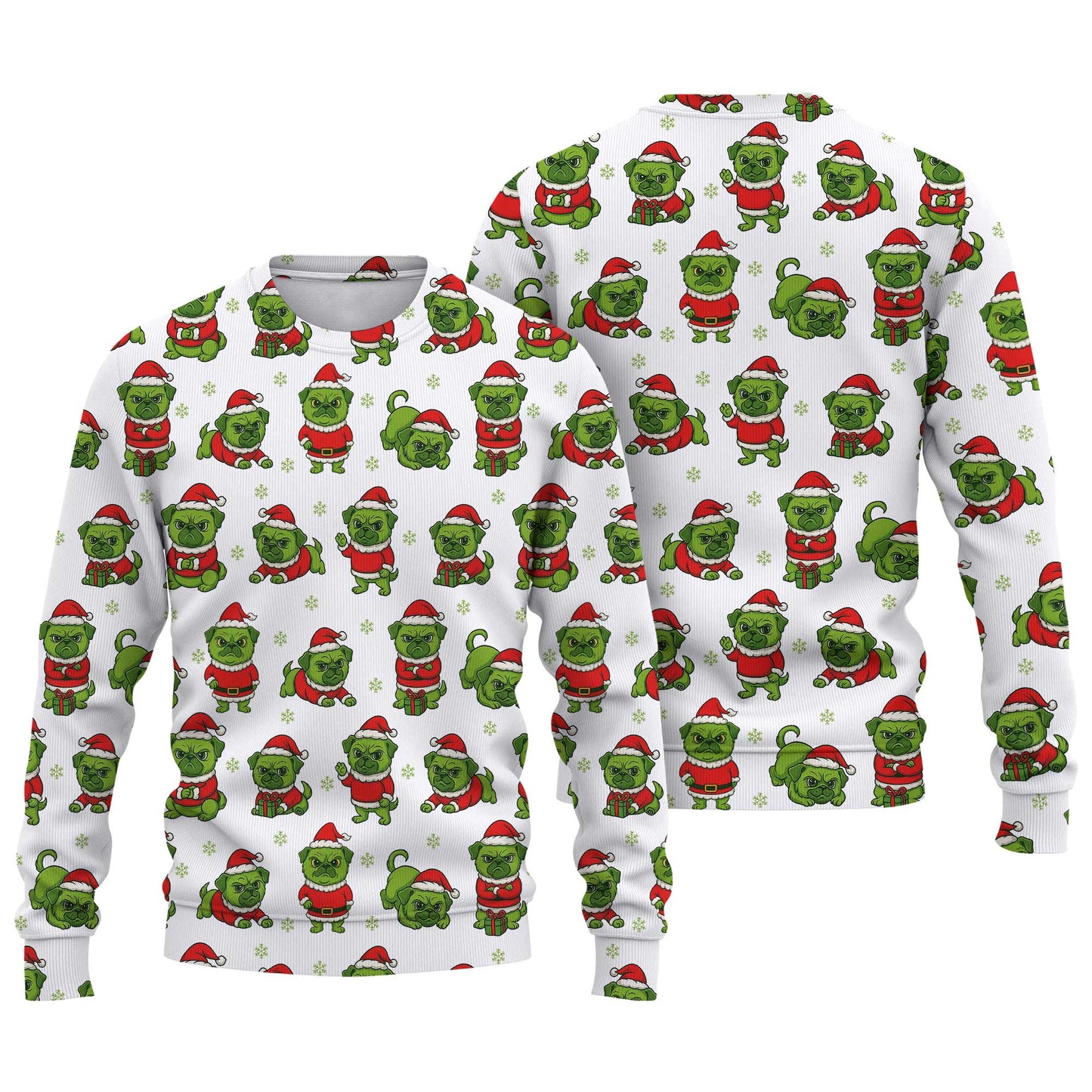 Grinch Pug Christmas White Hoodie, Funny Pug Shirt,  Pugrinch Pattern Shirts