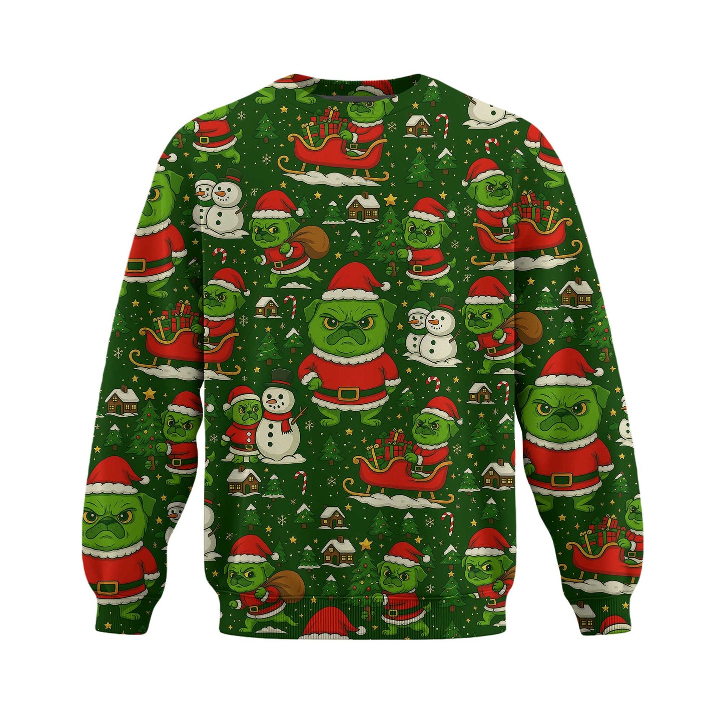 Pugrinch Pattern Shirts, Funny Christmas Pug Shirt, Grinch Pug Hoodie For Pet Lover