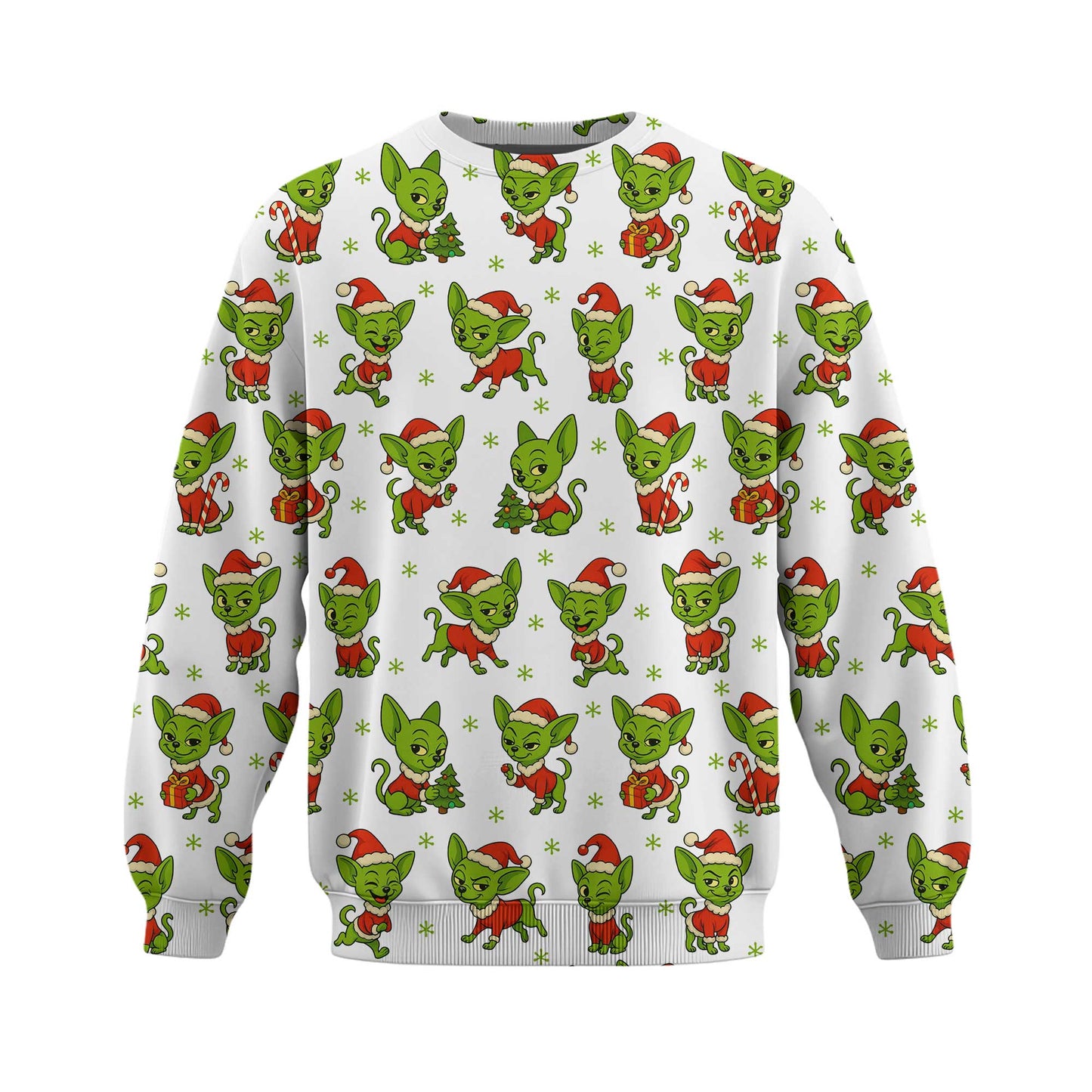 Funny Green Chihuahua Christmas Hoodie, Xmas Dog Pattern Shirt, Chihuahua Shirt For Dog Lovers