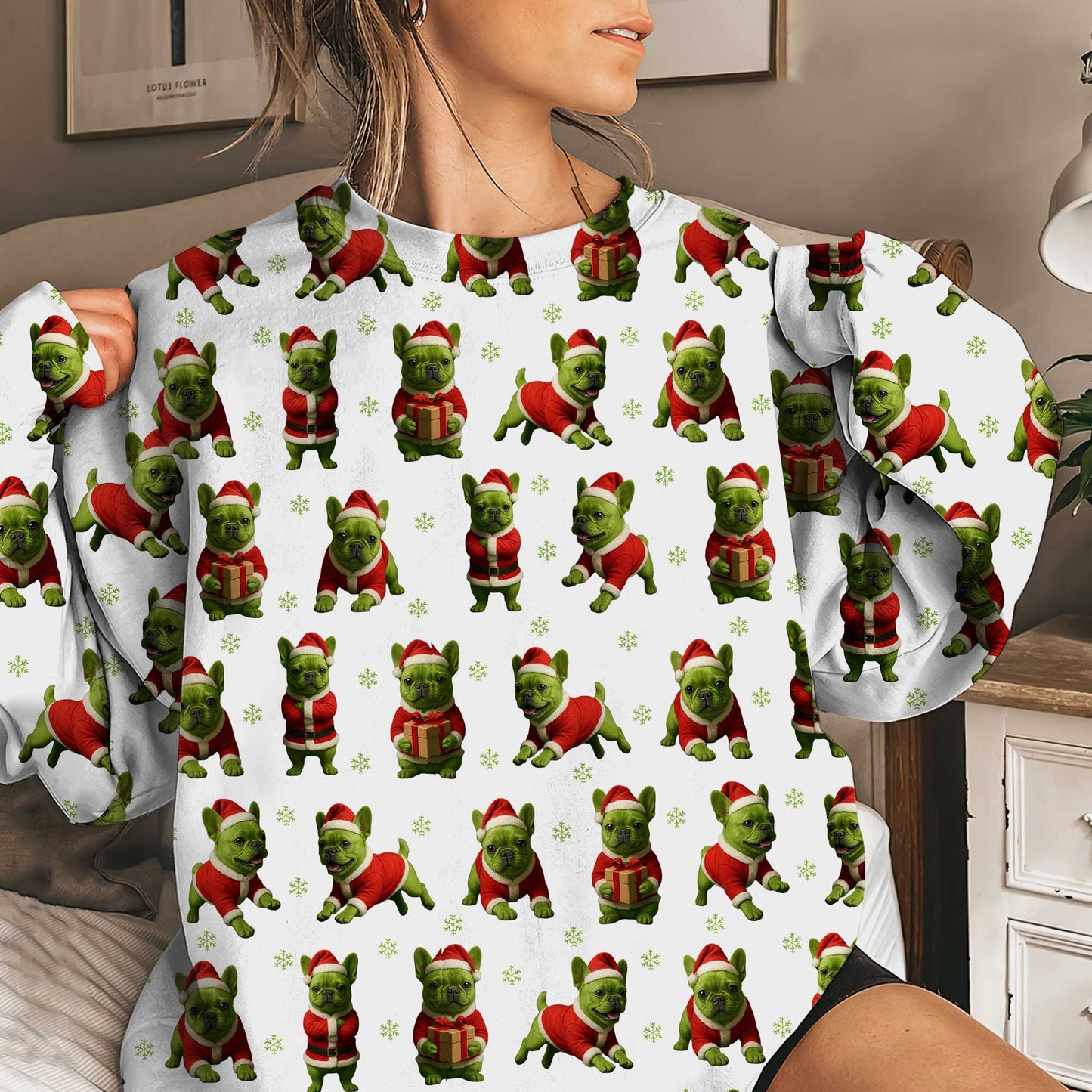 French Bulldog Shirt Pattern Shirt, Crazy French Bulldog Shirt, Funny French Bulldog Xmas Hoodie For Dog Lover