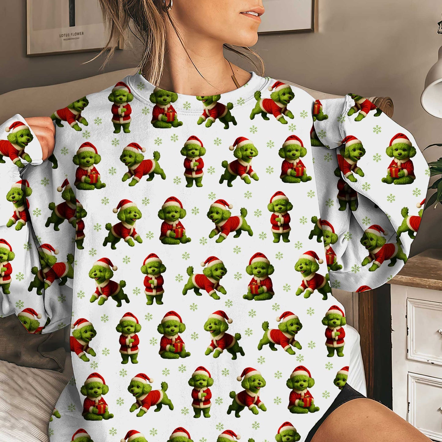 Funny Poodle Pattern Hoodie For Christmas Season, Xmas Poodle Shirt, Poodle Sweater For Dog Lover