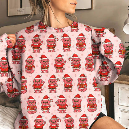 Funny Pattern Pug Shirt, Adorable Pink Grinch Xmas Hoodie, Christmas Pug Shirt For Dog Lover