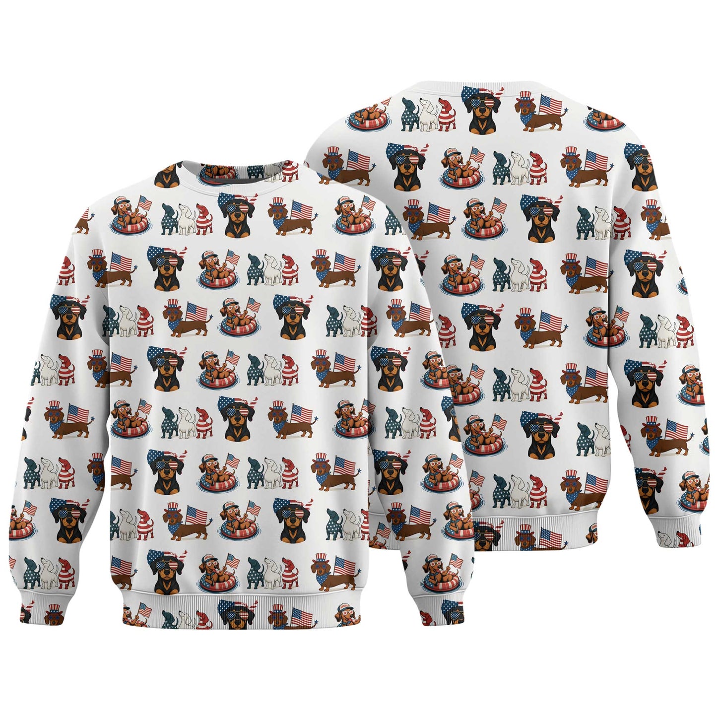 American Flag and Cute Dachshund Pattern Polo, Dachshund Shirt, Wiener Dog T Shirt