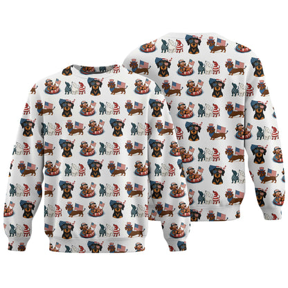 American Flag and Cute Dachshund Pattern Polo, Dachshund Shirt, Wiener Dog T Shirt