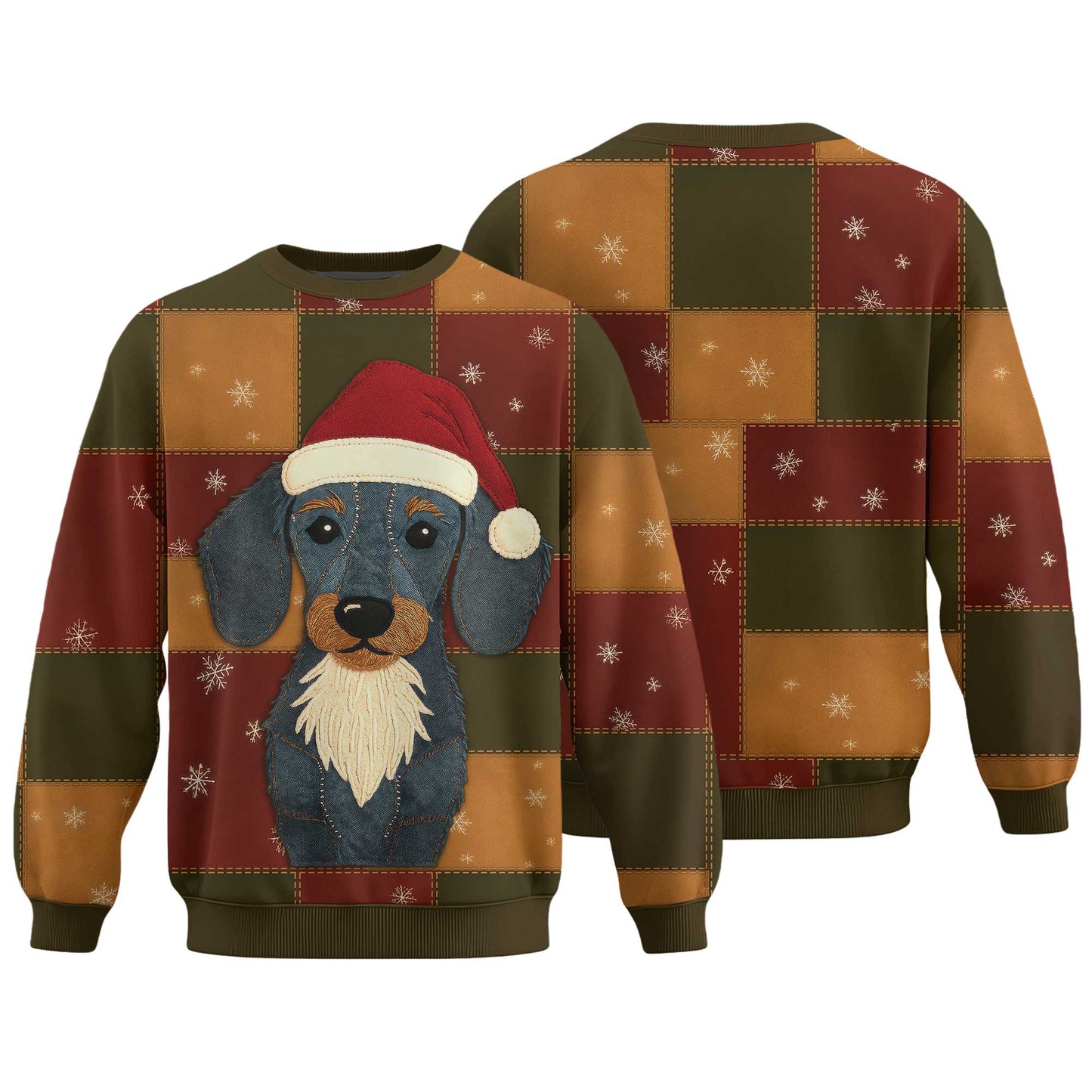 Patchwork Dachshund Christmas Polo, Dachshund T Shirt, Wiener Dog T Shirt