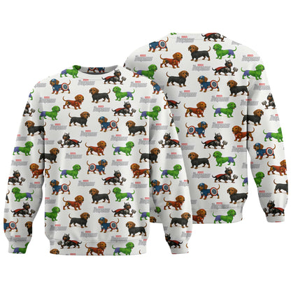 Super Hero Dachshund Pattern Polo, Wiener Dog T Shirt, Dachshund Sweatshirt