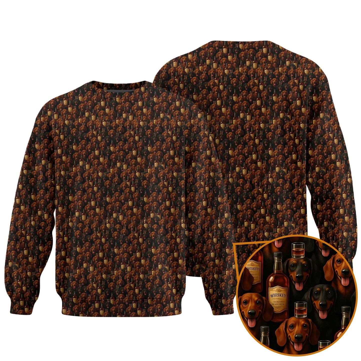 Whiskey Bottle Pattern Polo, Dachshund T Shirt, Funny Wiener Dog T Shirt