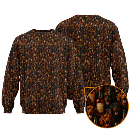 Whiskey Bottle Pattern Polo, Dachshund T Shirt, Funny Wiener Dog T Shirt