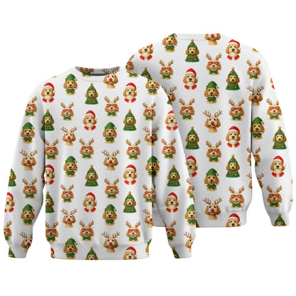 Cute Funny Puppy Santa Reindeer Pattern Polo, Dachshund T Shirt, Wiener Dog T Shirt