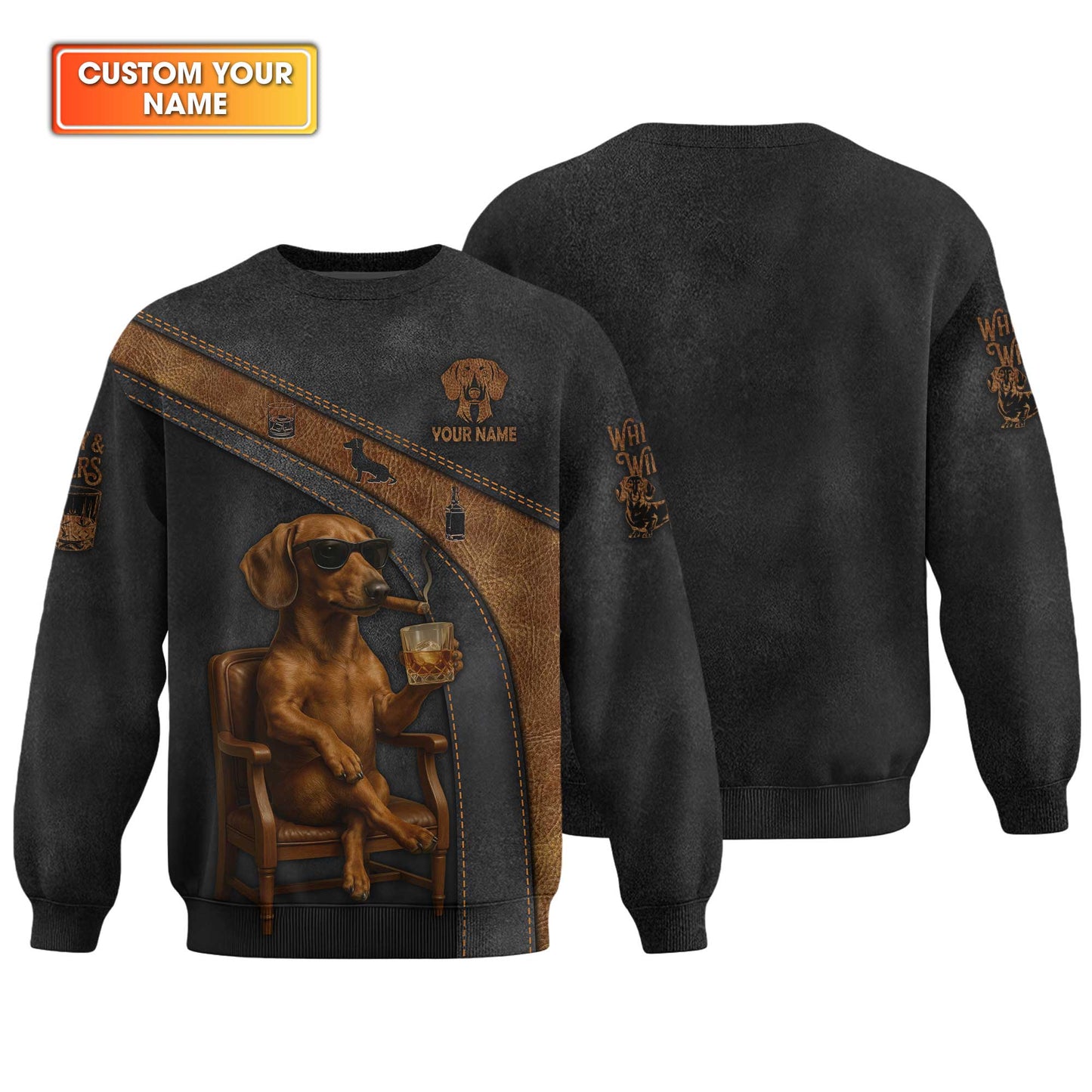 Custom Name Whiskey Dachshund Design, Dachshund T Shirt, Wiener Dog Shirts
