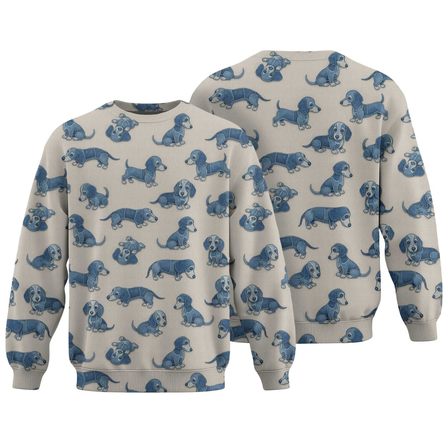 Playful Blue Dog Pattern Hawaiian Style, Wiener Dog T Shirt, Dachshund Shirt